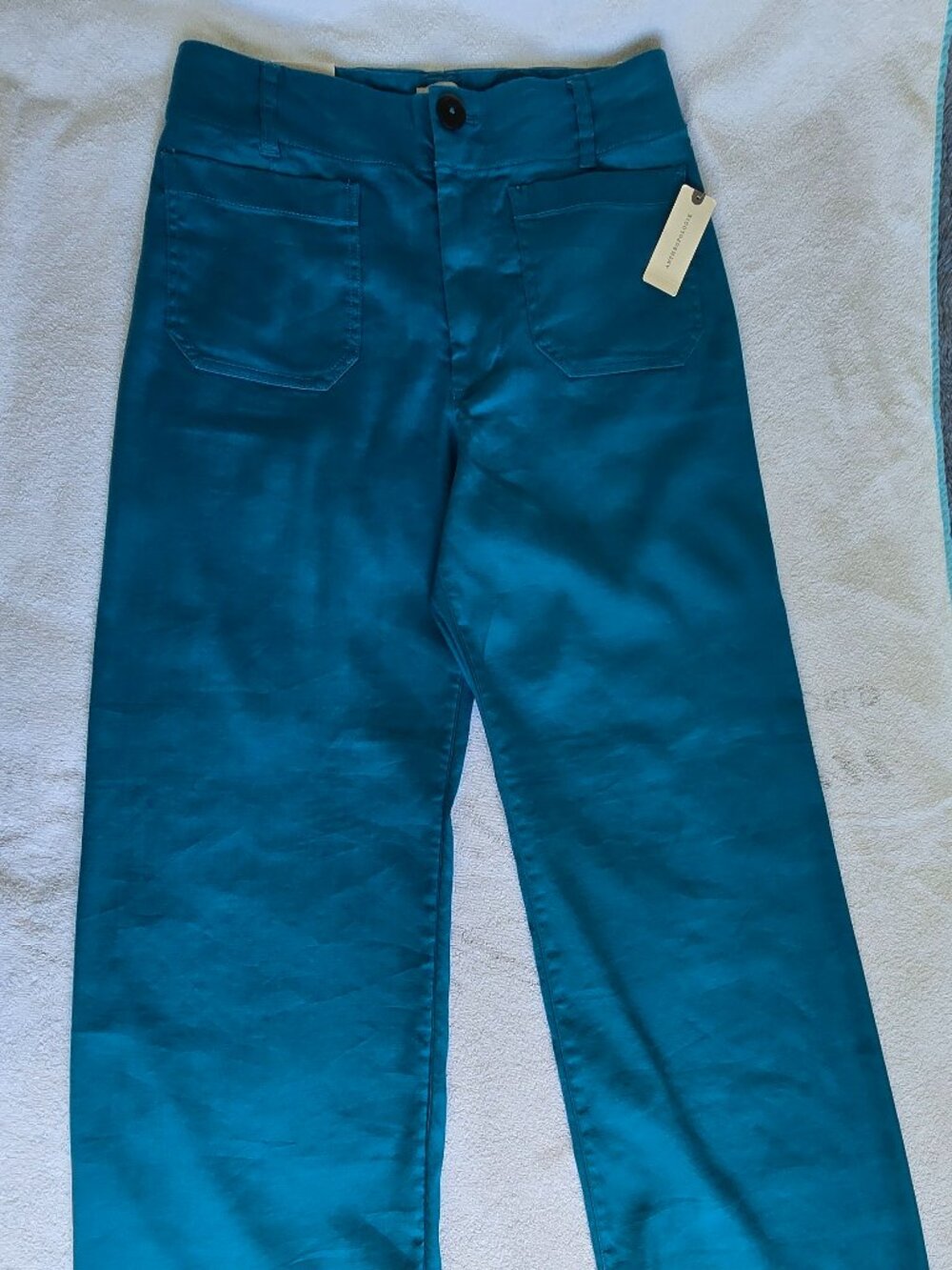 NWT Anthropologie Maeve The Colette Full Length Wide Leg Pants Teal 28